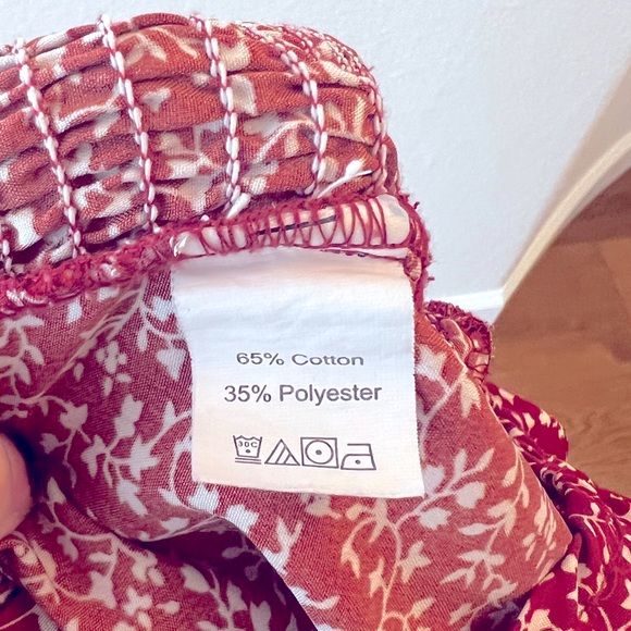 Shein Red Floral Ruched Crop Top - Size M / 6 - Picture 4 of 4